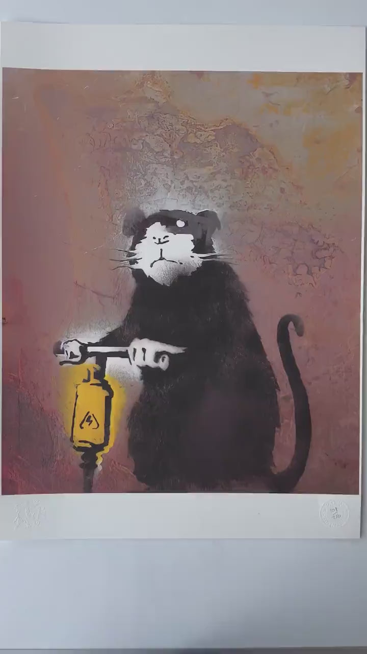 BANKSY Roadwork rat Gesigneerd - certificaat - Banksy Grafitti Art, Banksy Wall Art, Banksy Lithograph, Banksy Gift, Banksy Stencil Art