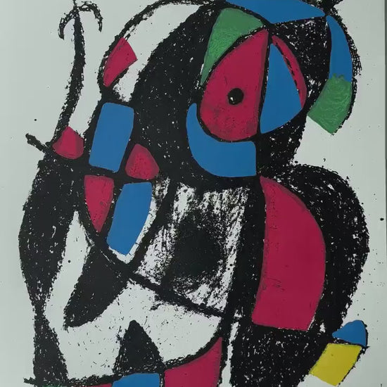 Joan Miró, Abstract prachtige levendige kleuren - Gesigneerd - Certificaat - stempel limited Barcelona Espana - Arches paper