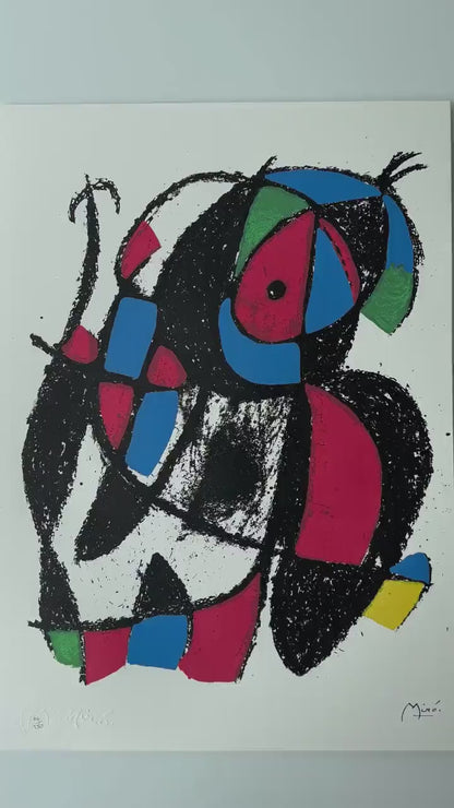 Joan Miró, Abstract prachtige levendige kleuren - Gesigneerd - Certificaat - stempel limited Barcelona Espana - Arches paper