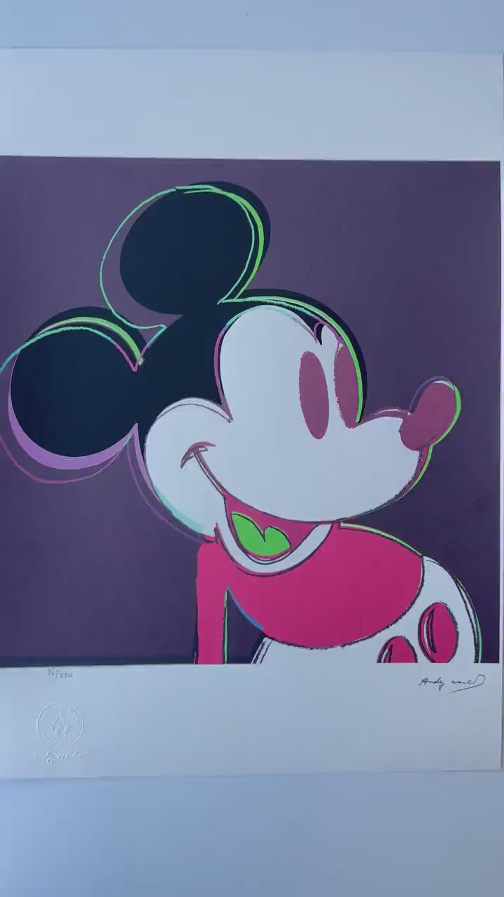 Genummerde editie ANDY WARHOL Mickey mouse zwart rood Gesigneerd - Certificaat - Leo Castelli - Pop art -- lithograph