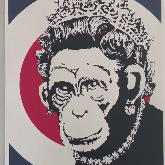 BANKSY  Queen Monkey Gesigneerd - certificaat - Banksy Grafitti Art, Banksy Wall Art, Banksy Lithograph, Banksy Gift, Banksy Stencil Art