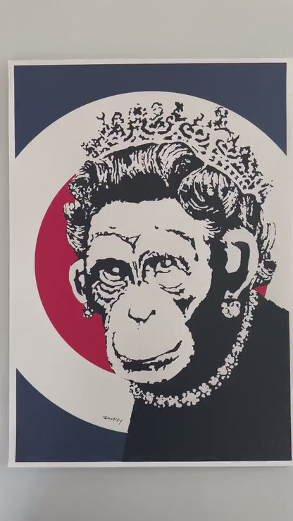 BANKSY  Queen Monkey Gesigneerd - certificaat - Banksy Grafitti Art, Banksy Wall Art, Banksy Lithograph, Banksy Gift, Banksy Stencil Art