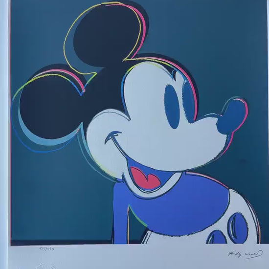 Genummerde editie ANDY WARHOL Mickey mouse zwart blauw Gesigneerd - Certificaat - Leo Castelli - Pop art -- lithograph