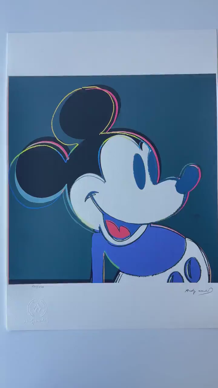 Genummerde editie ANDY WARHOL Mickey mouse zwart blauw Gesigneerd - Certificaat - Leo Castelli - Pop art -- lithograph