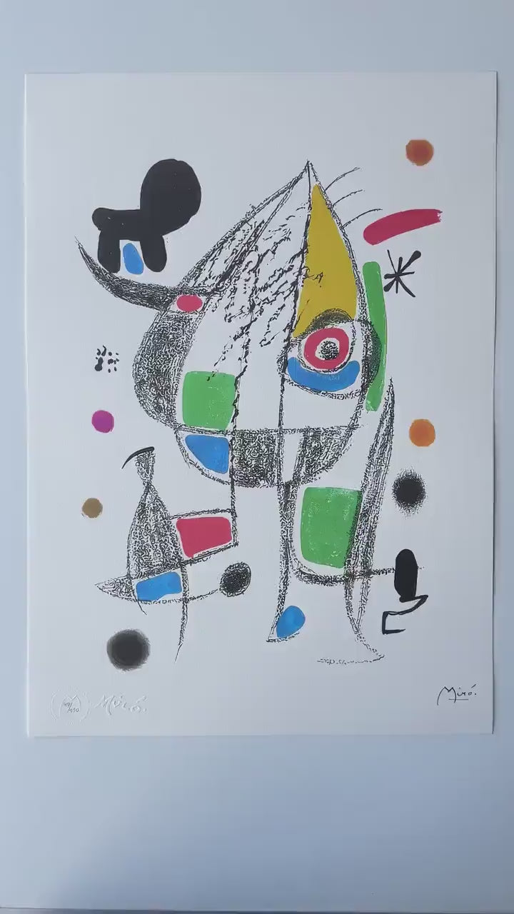 Genummerde editie Joan Miró, Abstract prachtige levendige kleuren - Gesigneerd - Certificaat -  limited Barcelona Espana -