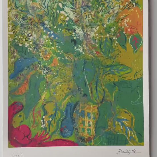 Genummerde editie Marc Chagall bloemen en figuren Gesigneerd - certificaat - lithograph