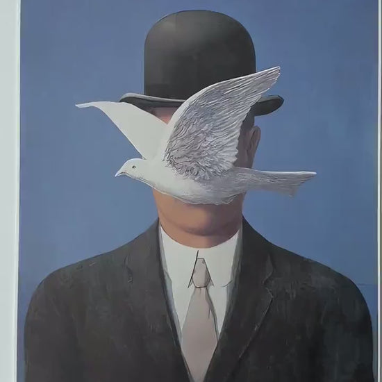 René Margritte, Surrealisme de man met de bolhoed vogel - Gesigneerd - Certificaat - stempel Limited Edition lithograph - Arches paper